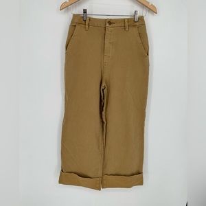 LULU’S High Waisted Wide Leg Sz 27 Jeans Tan Denim Cuffed T0